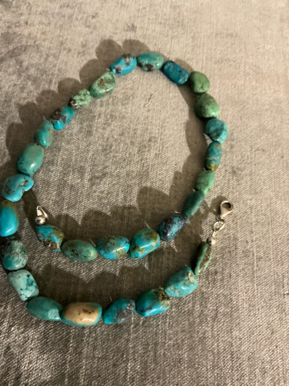 Vintage 925 Sterling Silver Turquoise Nugget Necklace